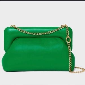Puff Clutch - A New Day Green AKA soror purse bag soft CHAIN removable